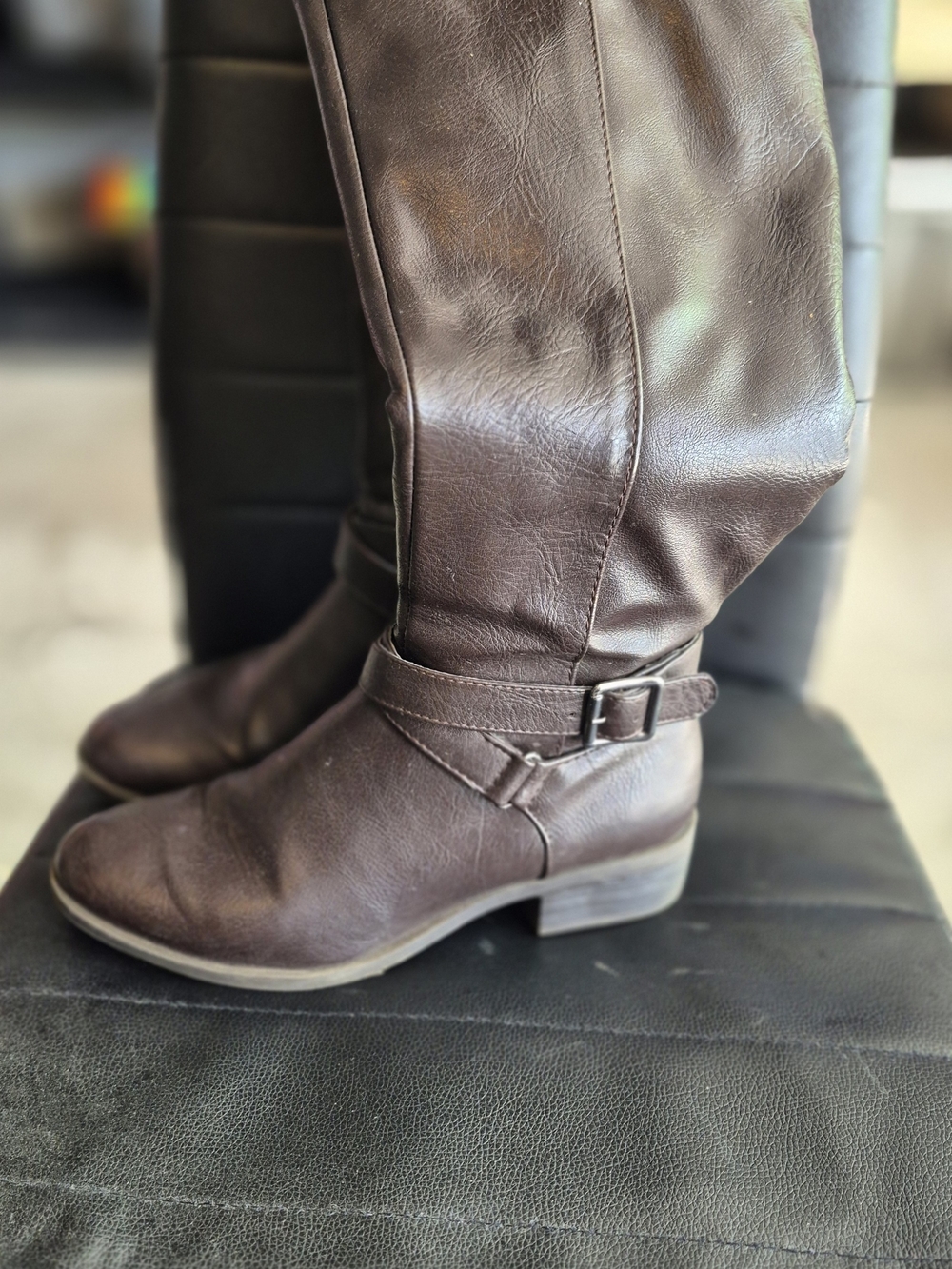 Style & Co. Brown Over-the-Knee Buckle Boots